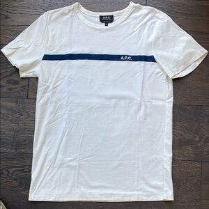 A.P.C. Men’s White Tee with Navy Stripe